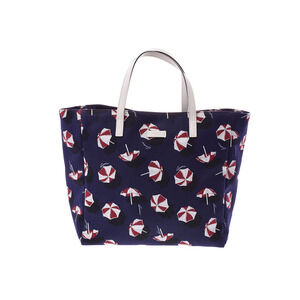 Gucci Tote Bag Navy Blue Umbrella Canvas